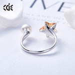 The cute sapphire star with a pearl ring -Glintzia Jewelry