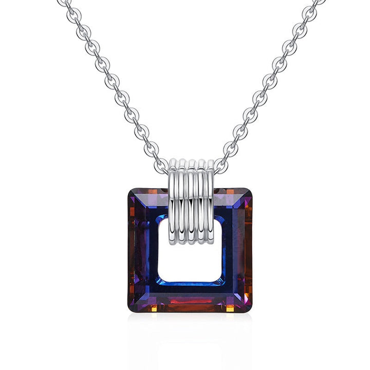 Sterling silver new crystal bronze crystal square necklace -Glintzia Jewelry