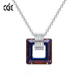 Sterling silver new crystal bronze crystal square necklace -Glintzia Jewelry