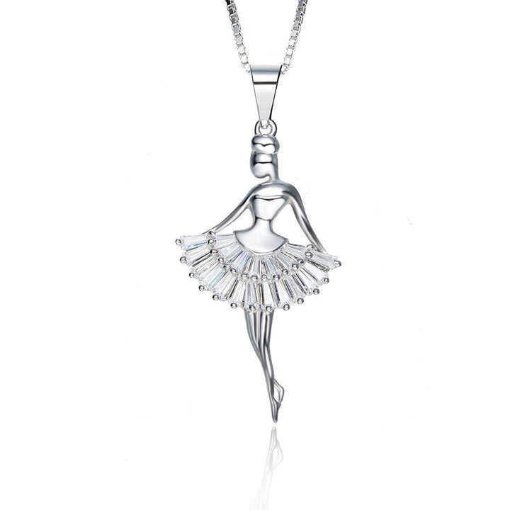 Sterling silver cute dancing ballerina necklace -Glintzia Jewelry