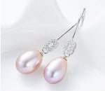 Sterling silver elegant dangling pearl earring -Glintzia Jewelry