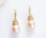 Sterling silver golden white pearl earring -Glintzia Jewelry