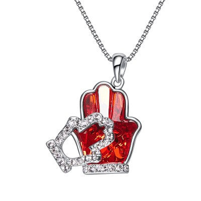 The hand shape ruby swarovski necklace -Glintzia Jewelry