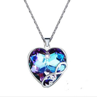 Sterling silver infinity love sapphire heart necklace -Glintzia Jewelry