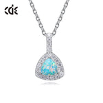 Sterling silver elegant shining crystal with an opal stone necklace -Glintzia Jewelry