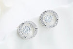 Sterling silver shiny circular dancing crystal earring -Glintzia Jewelry