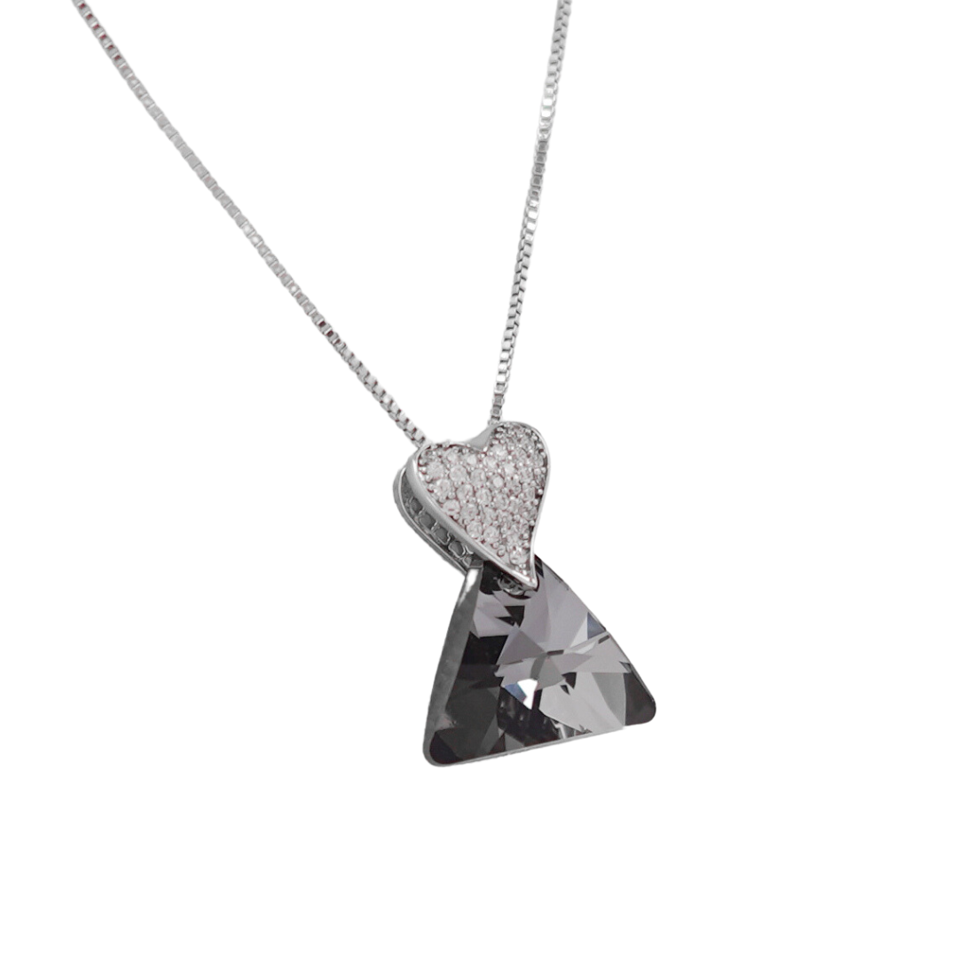 The Unique Triangle Swarovski Crystals Platinum Plated Necklace - NECKLACES