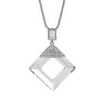 The lady queen Unique Swarovski clear square Frame crystal sweater chain necklace - NECKLACES