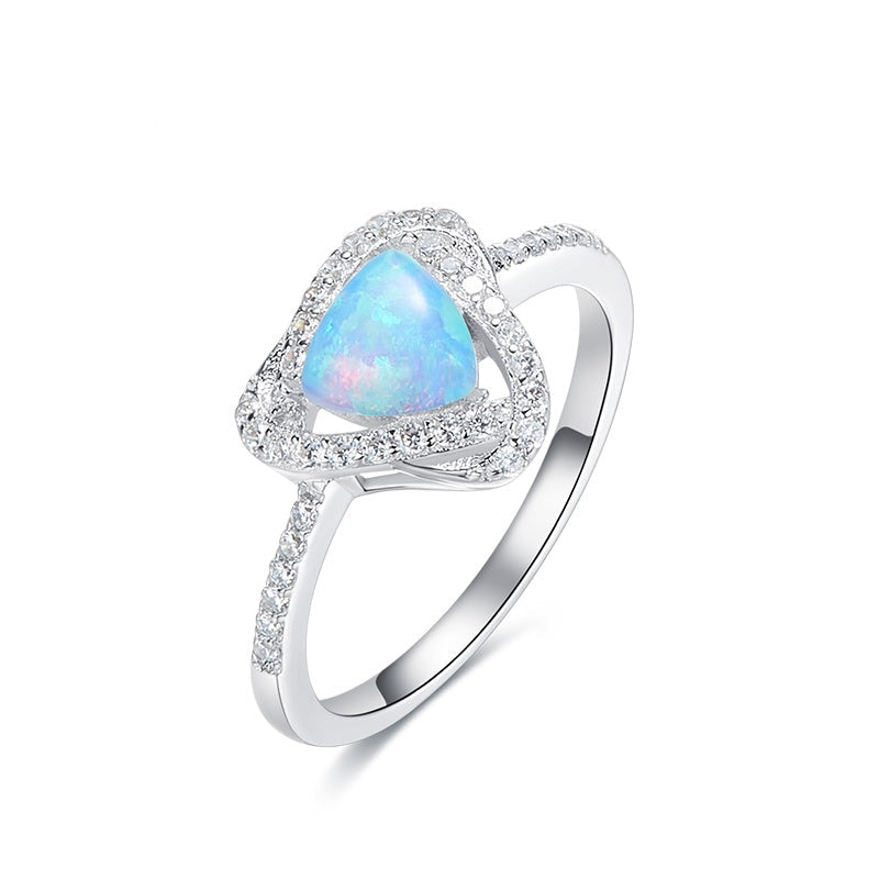 Sterling silver fancy blue / white opal ring -Glintzia Jewelry