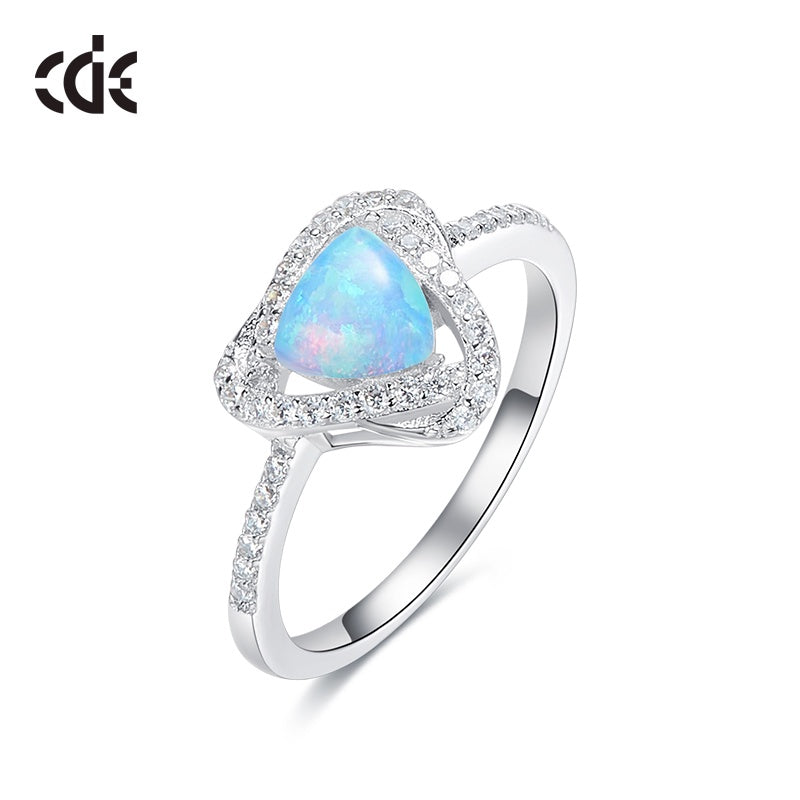 Sterling silver fancy blue / white opal ring -Glintzia Jewelry