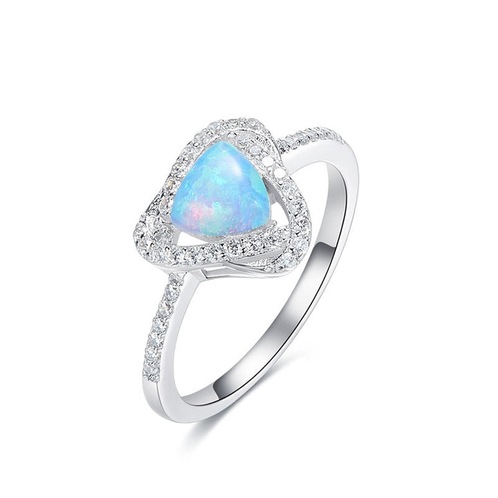 Sterling silver fancy blue / white opal ring -Glintzia Jewelry