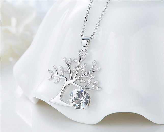 Sterling silver white crystal tree -Glintzia Jewelry