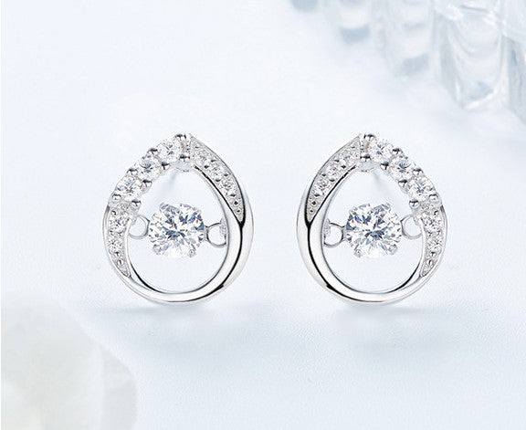 Sterling silver elegant dancing crystal earring -Glintzia Jewelry