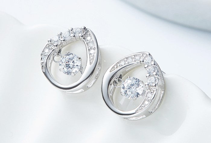 Sterling silver elegant dancing crystal earring -Glintzia Jewelry