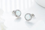 Sterling silver elegant blue opal circular earring -Glintzia Jewelry