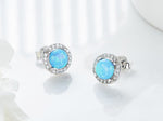 Sterling silver elegant blue opal circular earring -Glintzia Jewelry