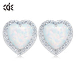 Sterling silver opal heart earring -Glintzia Jewelry