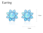 Sterling silver blue opal flower earring -Glintzia Jewelry