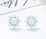 Sterling silver blue opal flower earring -Glintzia Jewelry