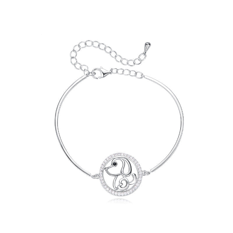 Sterling silver cute little dog bracelet -Glintzia Jewelry