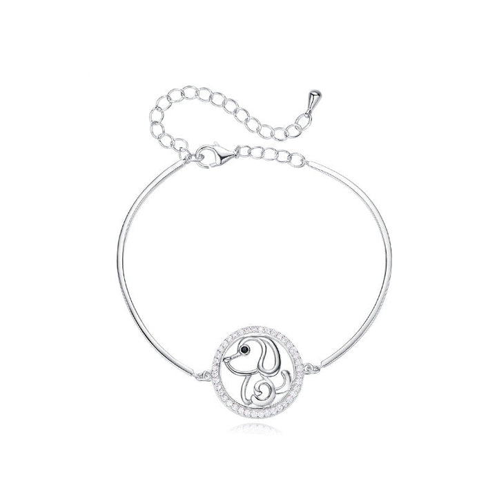 Sterling silver cute little dog bracelet -Glintzia Jewelry