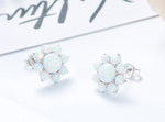 Sterling silver blue opal flower earring -Glintzia Jewelry