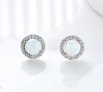 Sterling silver elegant blue opal circular earring -Glintzia Jewelry