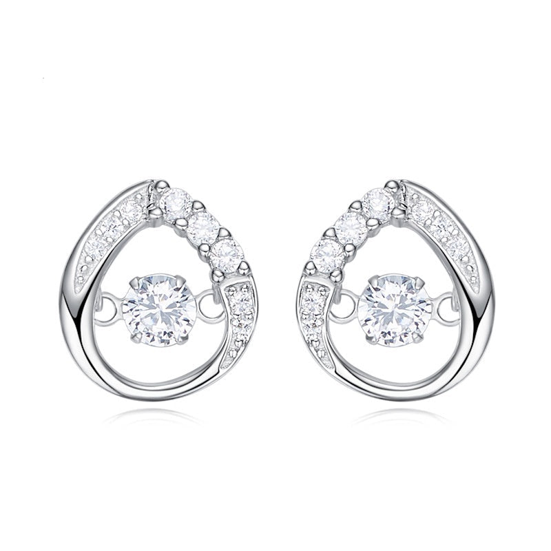 Sterling silver elegant dancing crystal earring -Glintzia Jewelry
