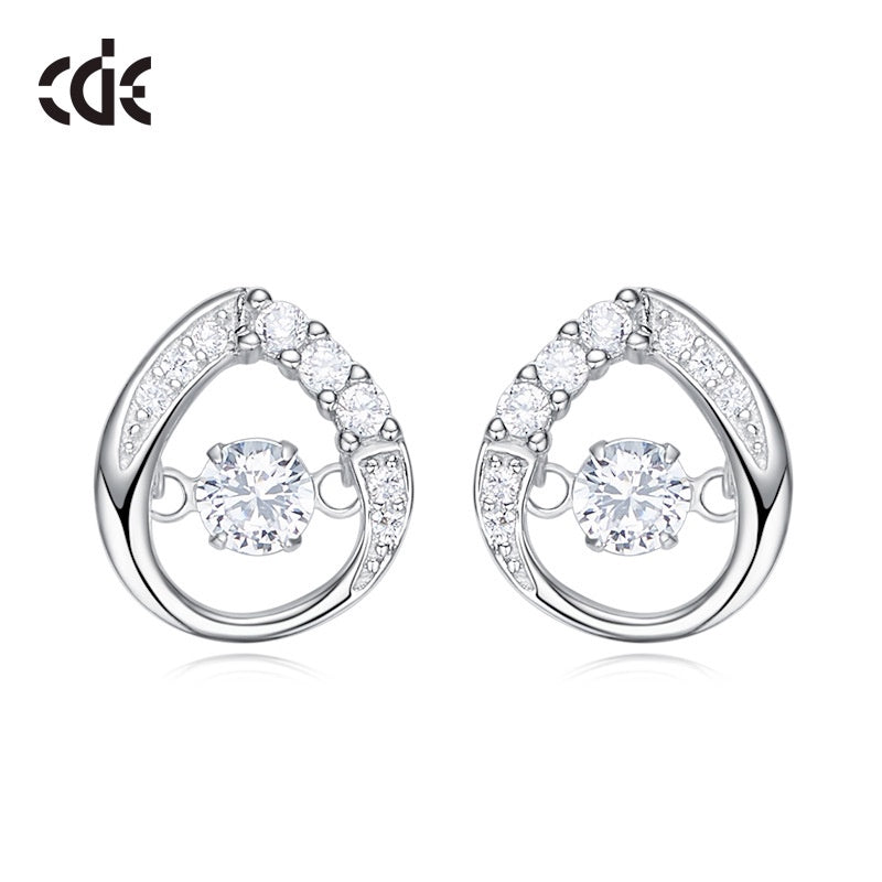 Sterling silver elegant dancing crystal earring -Glintzia Jewelry