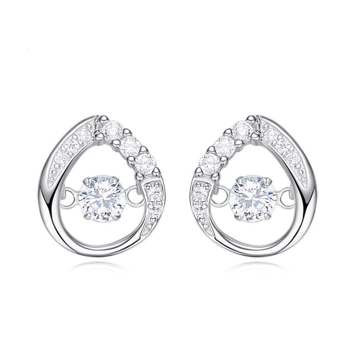 Sterling silver elegant dancing crystal earring -Glintzia Jewelry