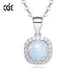 Sterling silver shiny blue / white opal necklace -Glintzia Jewelry