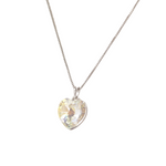 The Frameless Unique Swarovski Crystal platinum plated heart necklace - WHITE AB - NECKLACES