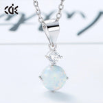 Round Shaped Blue White Opal Necklace With Zirconia AAA -Glintzia Jewelry