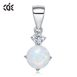 Round Shaped Blue White Opal Necklace With Zirconia AAA -Glintzia Jewelry