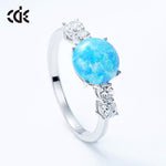 Sterling silver blue opal with small crystals ring -Glintzia Jewelry