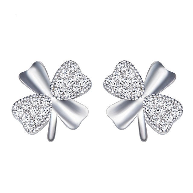 Sterling silver shining clover leafs earring -Glintzia Jewelry