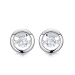 Sterling silver elegant circular dancing crystal earring -Glintzia Jewelry