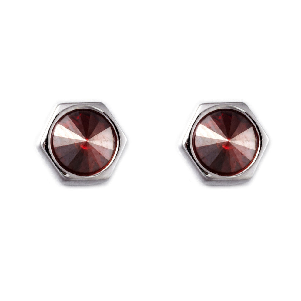 The cute little Burgundy crystal earring -Glintzia Jewelry