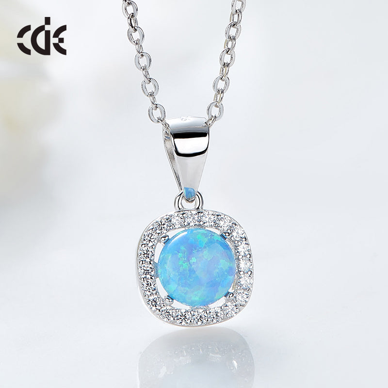 Elegant silver opal necklace with sparkling accents, perfect to buy silver opal necklace online.