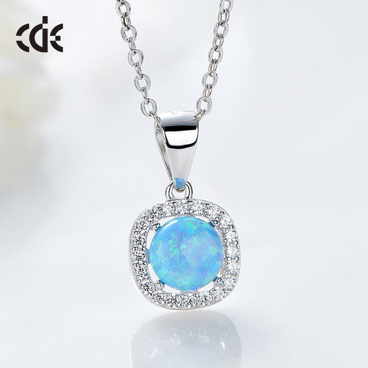 Elegant silver opal necklace with sparkling accents, perfect to buy silver opal necklace online.