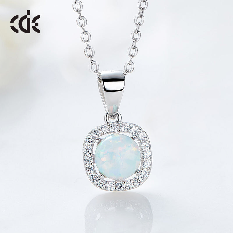 Elegant silver opal necklace with sparkling diamond accents, perfect for any occasion to buy silver opal necklace online.
