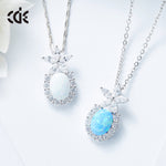 Elegant cute flower opal pendant necklaces with sparkling accents for a stylish look