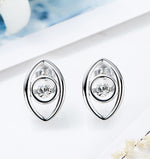 Sterling silver stylish eye with a dancing crystal earring -Glintzia Jewelry