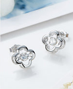 Sterling silver cute clover dancing crystal earring -Glintzia Jewelry