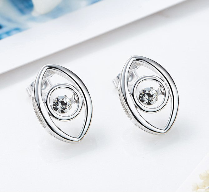 Sterling silver stylish eye with a dancing crystal earring -Glintzia Jewelry