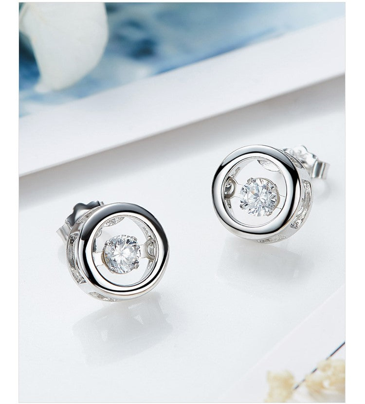 Sterling silver elegant circular dancing crystal earring -Glintzia Jewelry