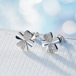 Sterling silver shining clover leafs earring -Glintzia Jewelry