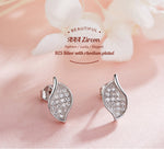 Sterling silver cute little leaf earring -Glintzia Jewelry