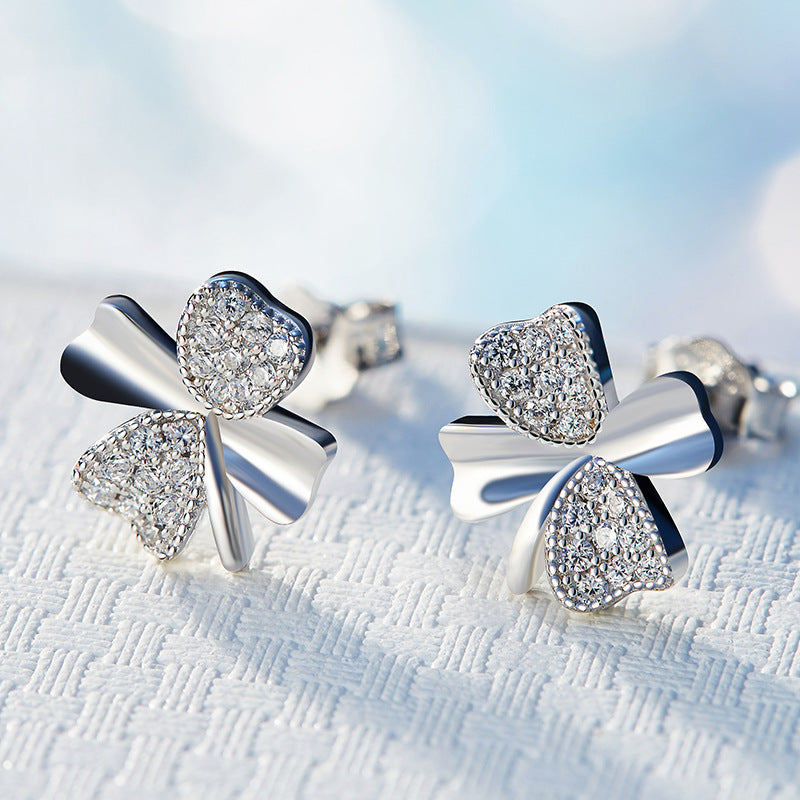 Sterling silver shining clover leafs earring -Glintzia Jewelry