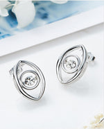 Sterling silver stylish eye with a dancing crystal earring -Glintzia Jewelry